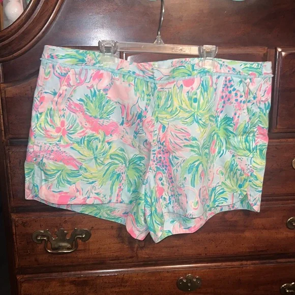 New with tags Lilly Pulitzer size 16 4” Adie Short Seasalt Blue On Parade Print - Picture 3 of 14